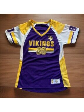 Minnesota Vikings Womens Small V-neck Jersey Shirt 80 Carter Hall Of Fame Shirt